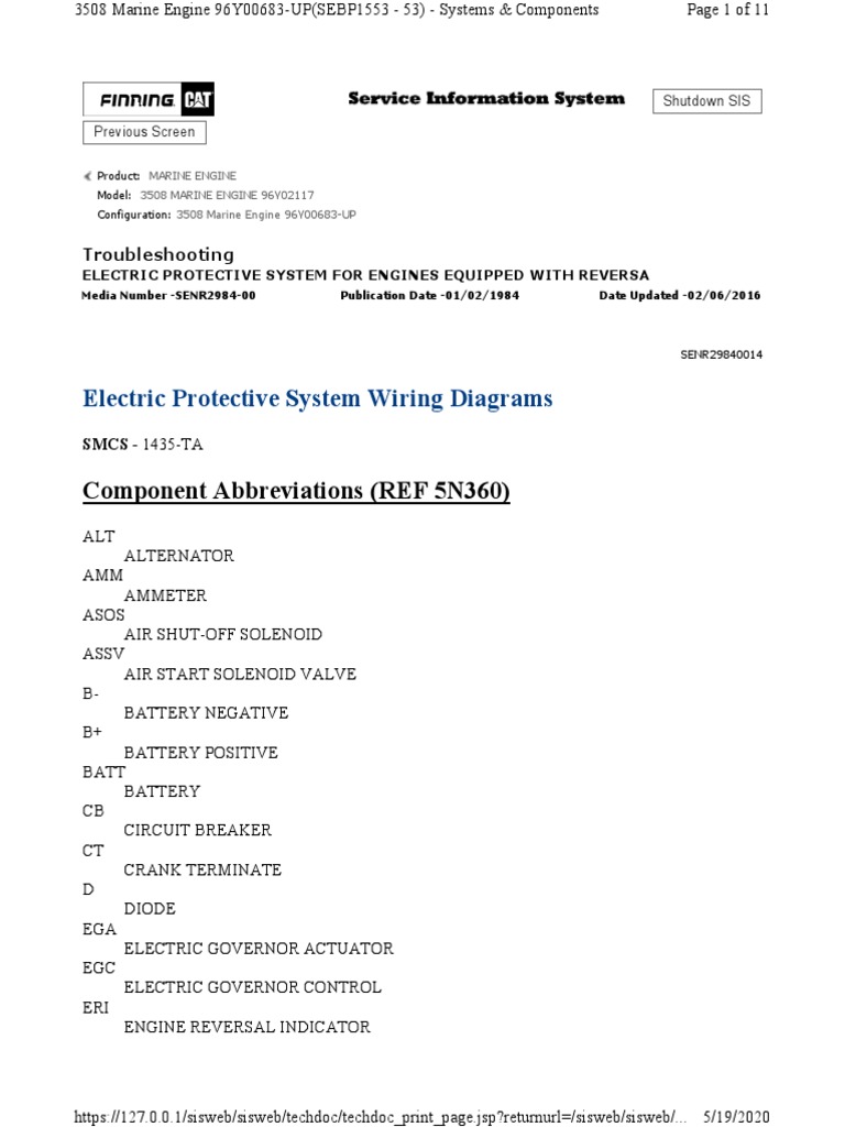 Electric Protective System Wiring Diagrams Component Abbreviations