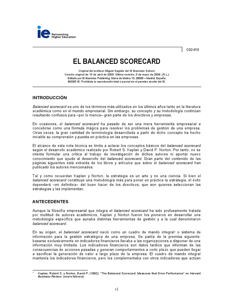 El Balanced Scorecard | PDF | Cliente | Calidad (comercial)