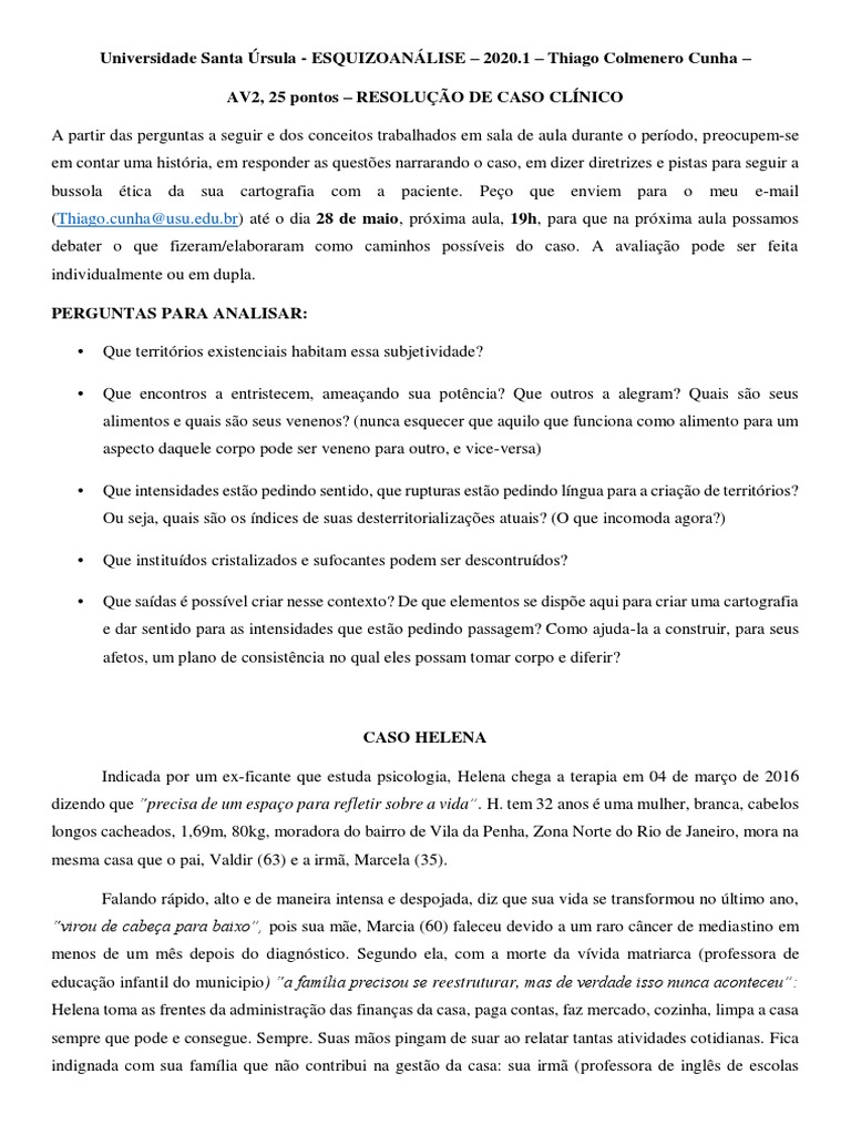 Helena - VA2 Esquizoanálise | PDF | Família | Sociedade