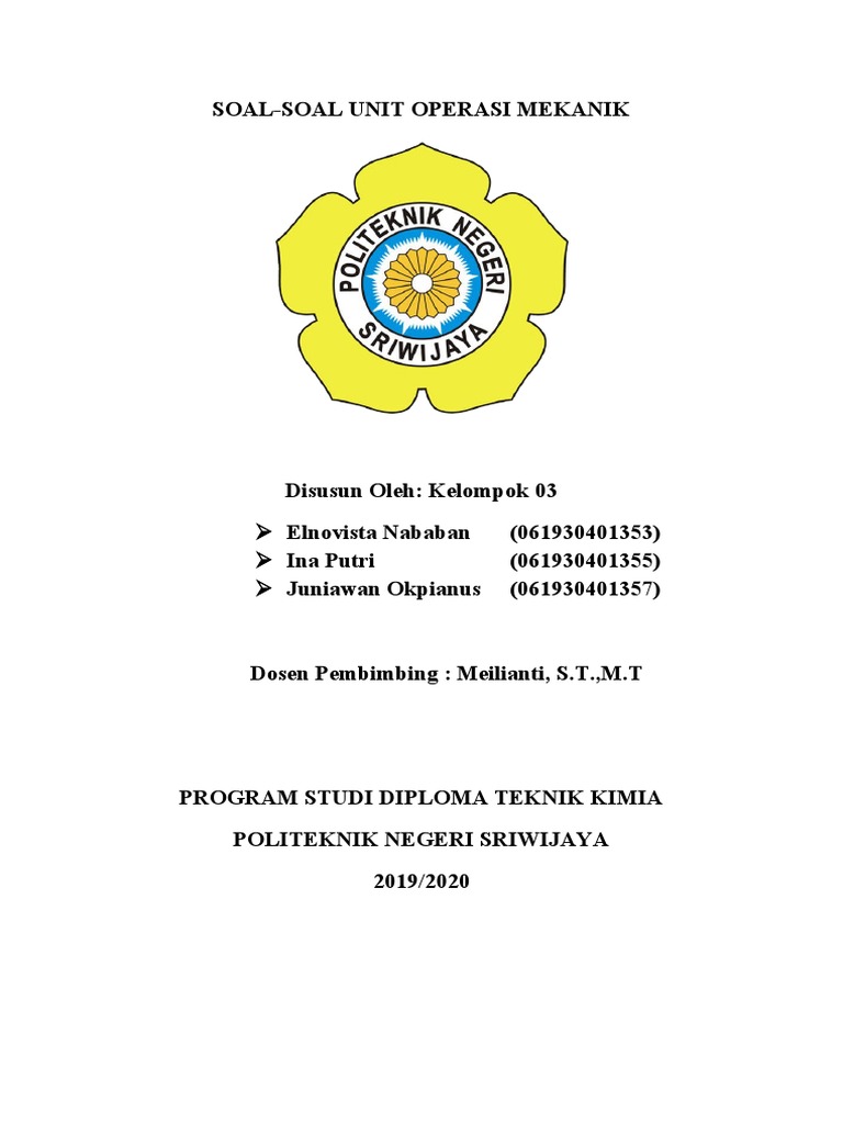 Soal Unit Operasi Mekanik 2019/2020 | PDF | Teknologi & Rekayasa