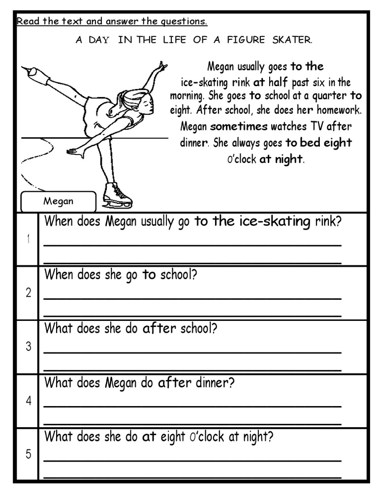 Read The Text and Answer The Questions. A Day in The Life of A Figure