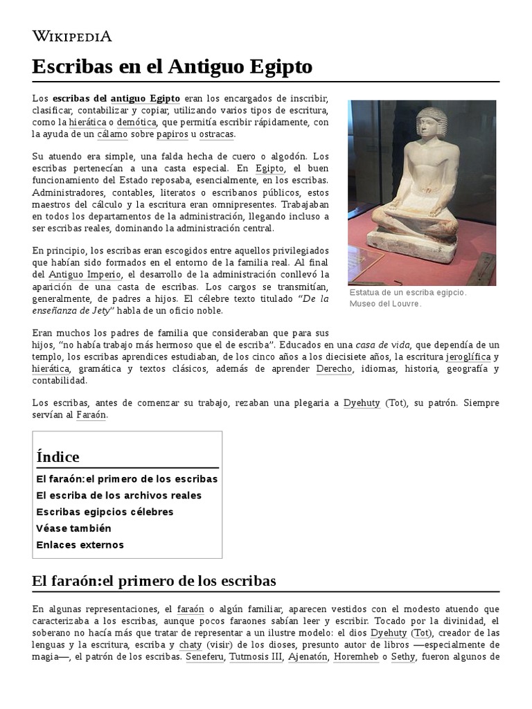 Escribas en El Antiguo Egipto PDF Antiguo Egipto Escritura