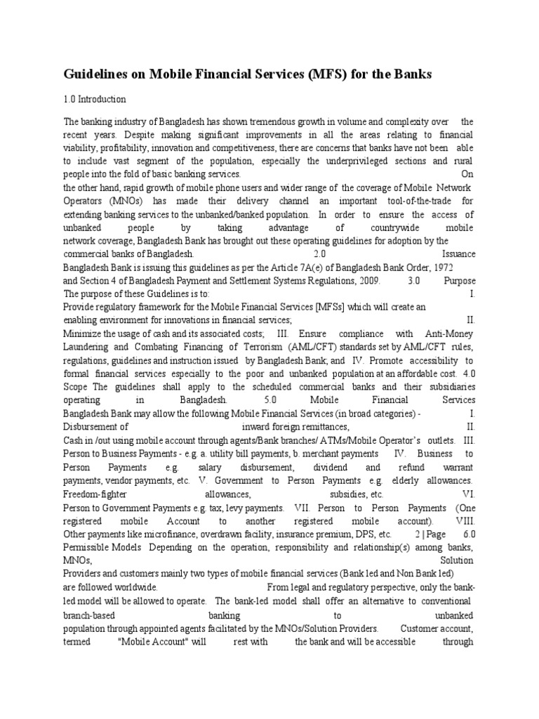 Mobile Financial Services Guidelines for Banks | PDF | Money Laundering ...