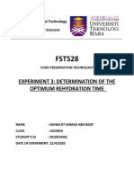 Experiment 3: Determination of The Optimum Rehydration Time: School of Industrial Technology Faculty of Applied Sciences