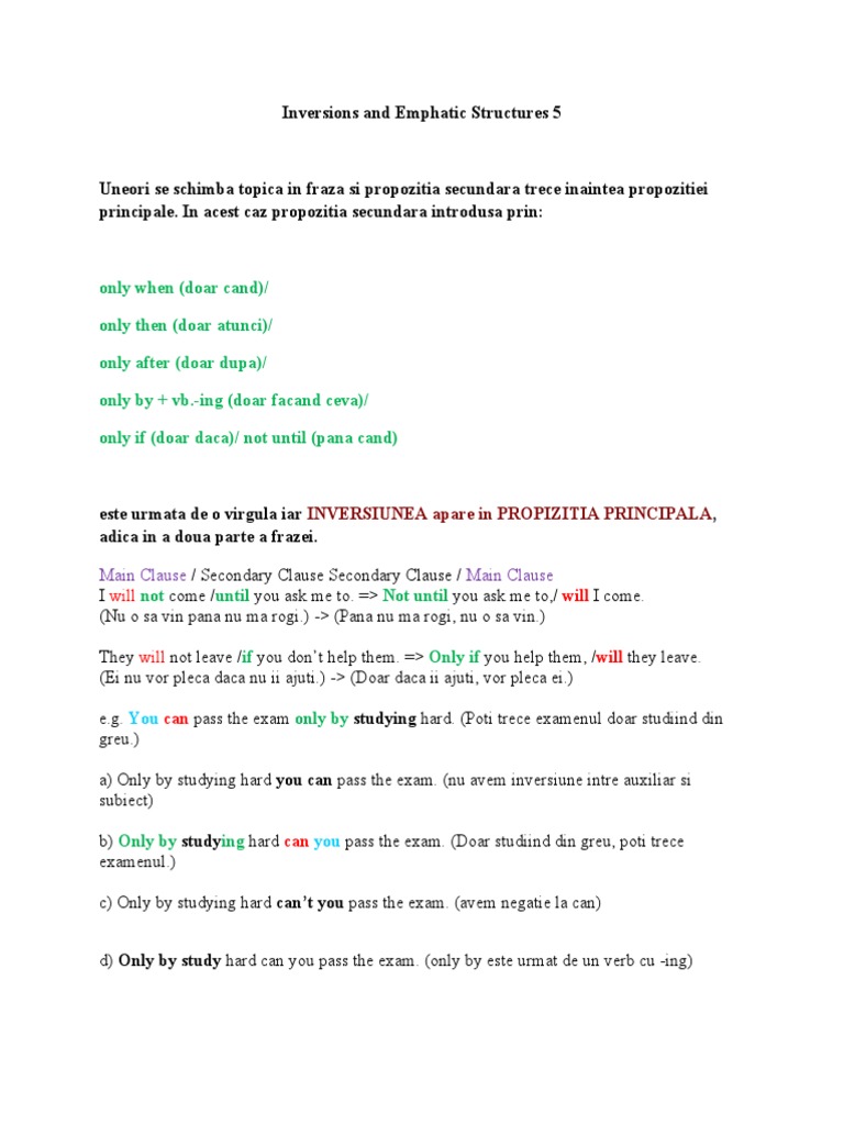 Inversions and Emphatic Structures 5 | PDF