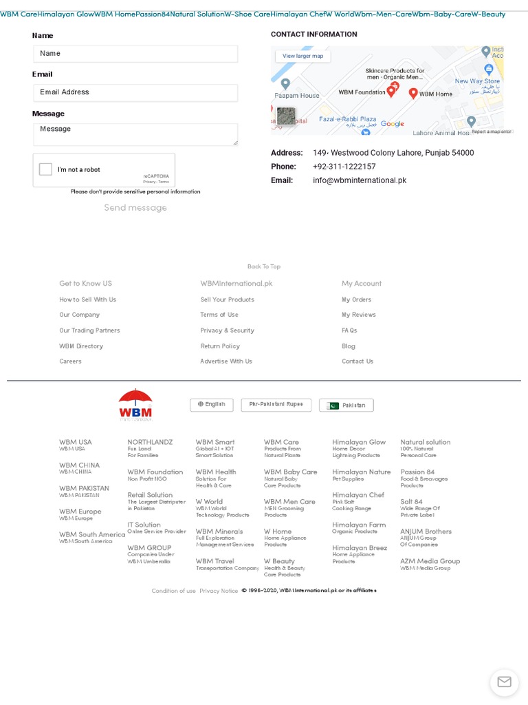Contact Us Wbm International Online Shopping In Pakistan Pdf