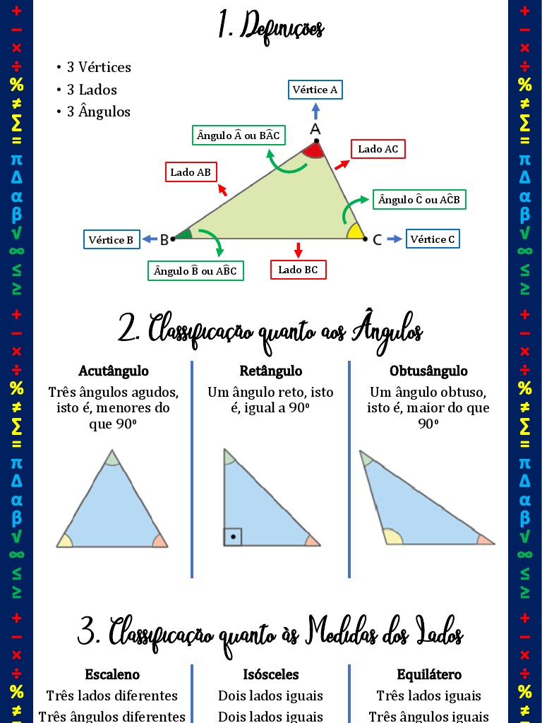 Classificação e Propriedades dos Triângulos | PDF | Ângulo | Triângulo