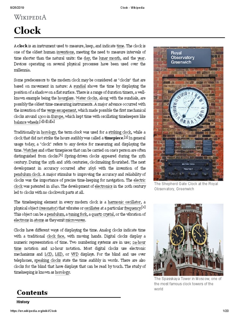 Clock - Wikipedia PDF | PDF