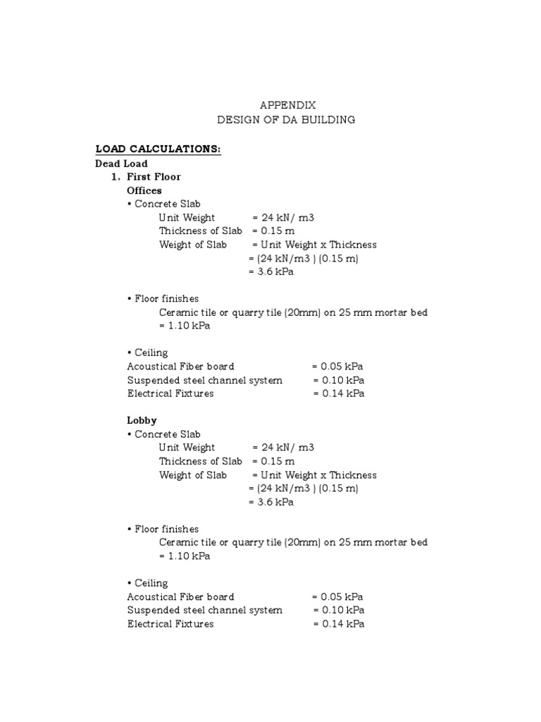 Load Calculations for DA Building | PDF | Tile | Ceiling