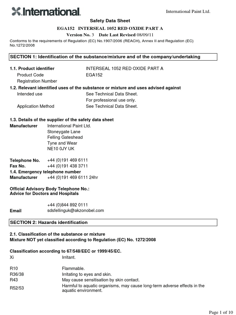 Interseal 1052 Part A EGA152 GBR ENG PDF PDF Dangerous