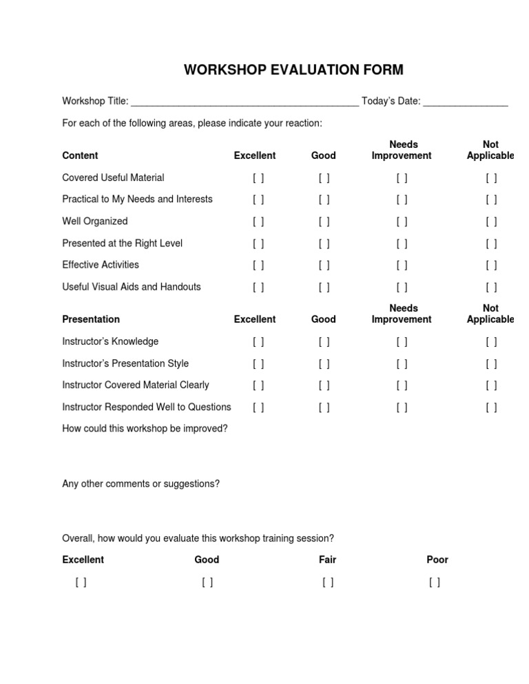 Workshop Evaluation Feedback Form | PDF