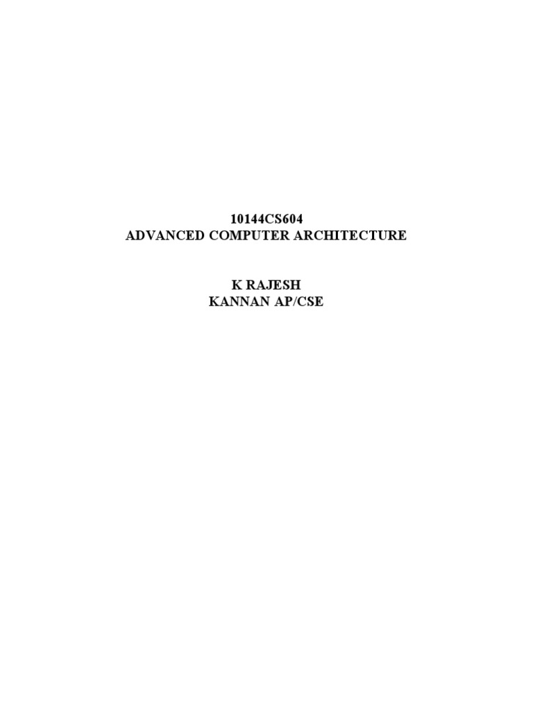 Advanced Computer Architecture Notes | PDF | Technology & Engineering