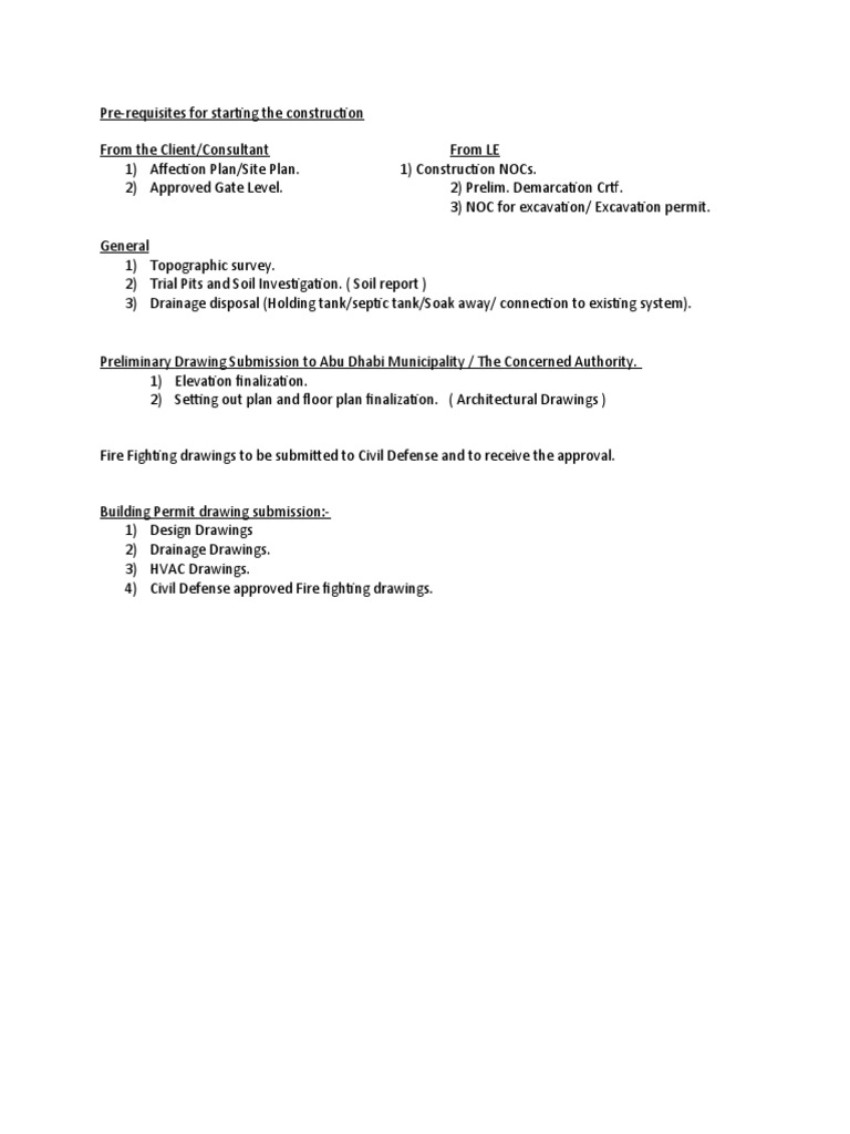 Construction Project Pre-requisites Guide | PDF