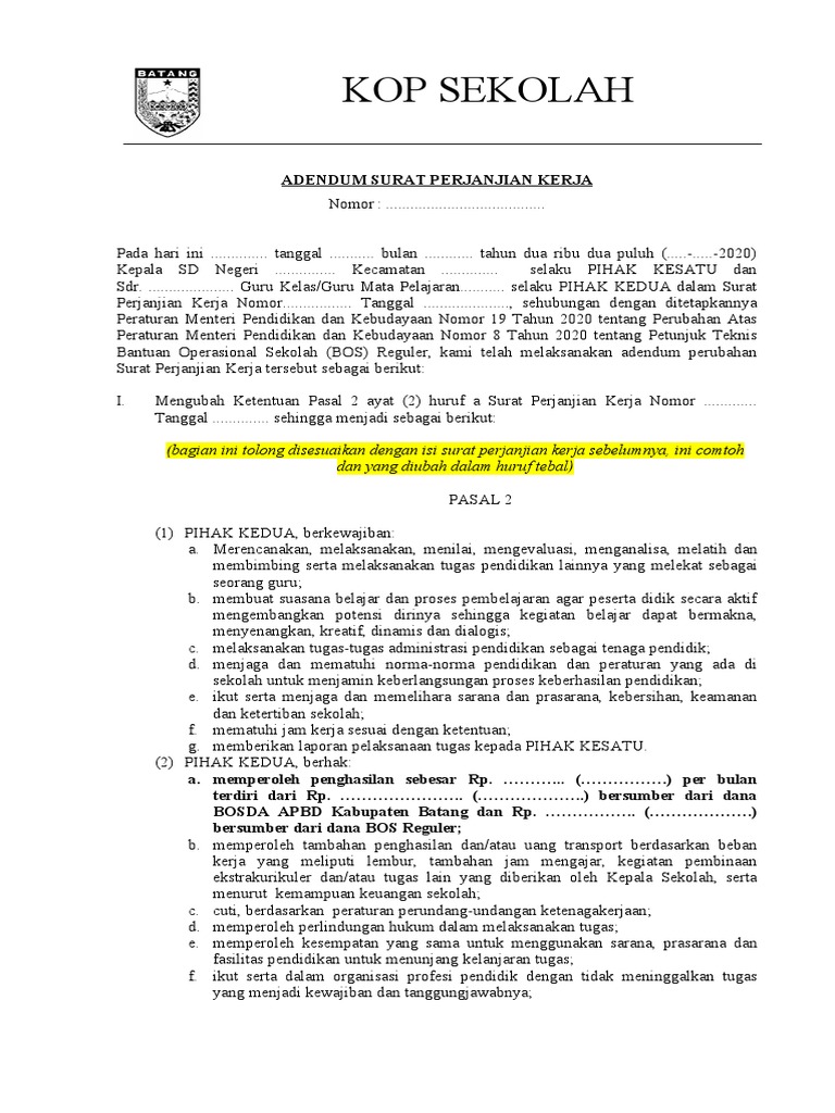 Contoh Addendum Spk Addendum aplikasi merupakan urutan perubahan kontrak misal addendum 01 02 03 dst apabila addendum kontrak merupakan addendum yang dilaksanakan dengan pihak ke-3 maka yang berlaku ada penomoran sesuai kesepakatan dengan pihak ke-3 tersebut.