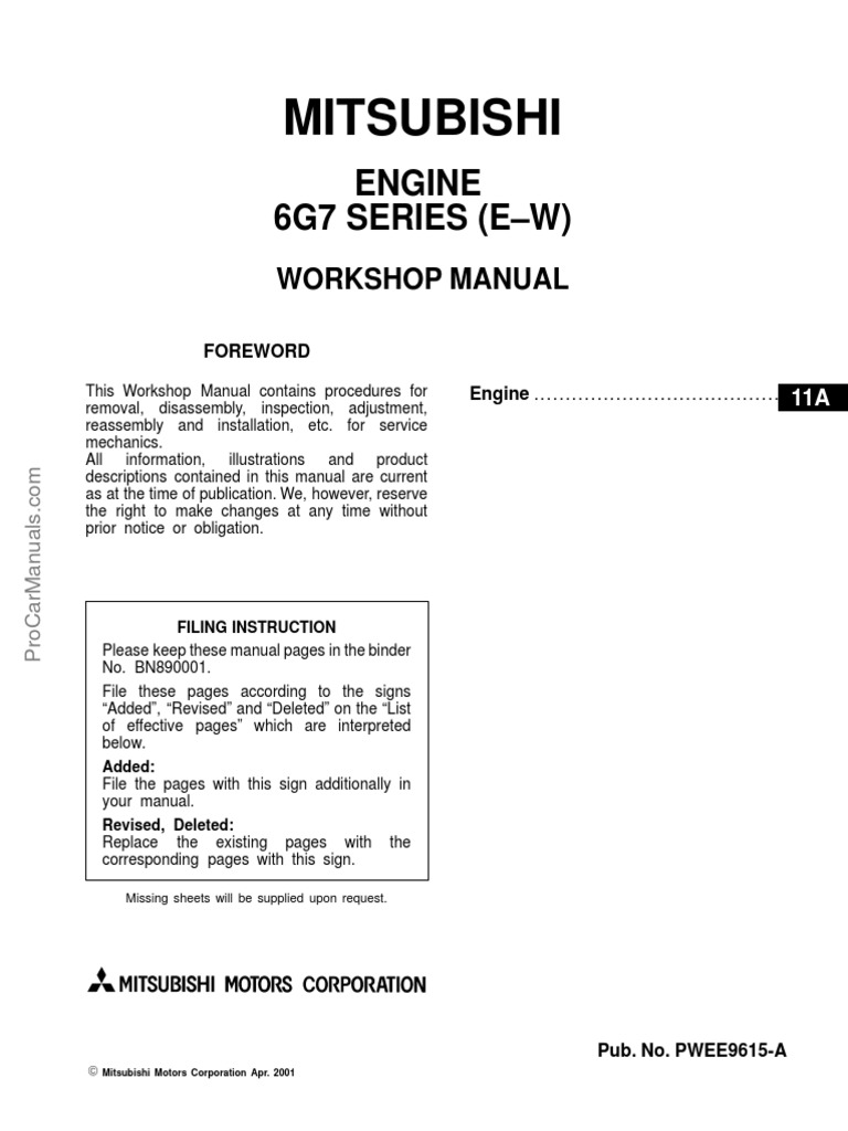 ENGINE WORKSHOP MANUAL 6G7 W E intelligence overview