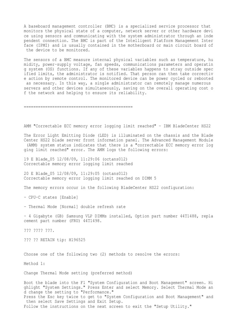 ECC Alert and BMC Reset PDF System Software Computer Engineering