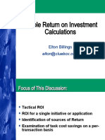 Simple Return On Investment Calculations: Elton Billings