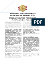 Global Genius Awards - 2017: Wgse Application Procedure