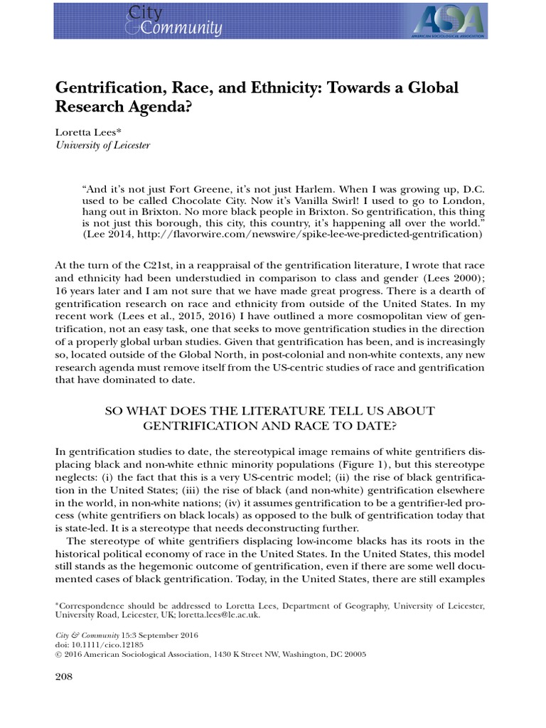 Global Perspectives on Gentrification and Race | PDF | Race (Human ...