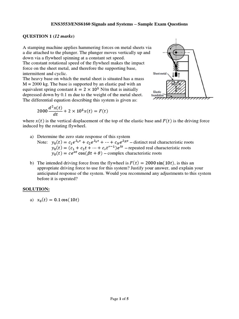 Signals and Systems Exam Questions | PDF | Control Theory | Physics