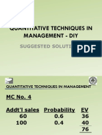 Quantitative Techniques in Management - Diy: Suggested Solutions