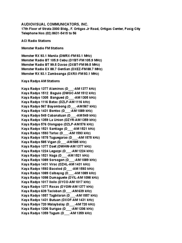 Radio Directory | PDF