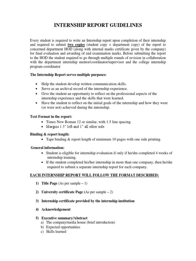 Internship Report Writing Guidelines | PDF | Internship | Job Hunting