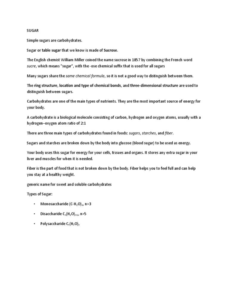 Sucre, Which Means "Sugar", With The Ose Chemical Suffix That Is Used