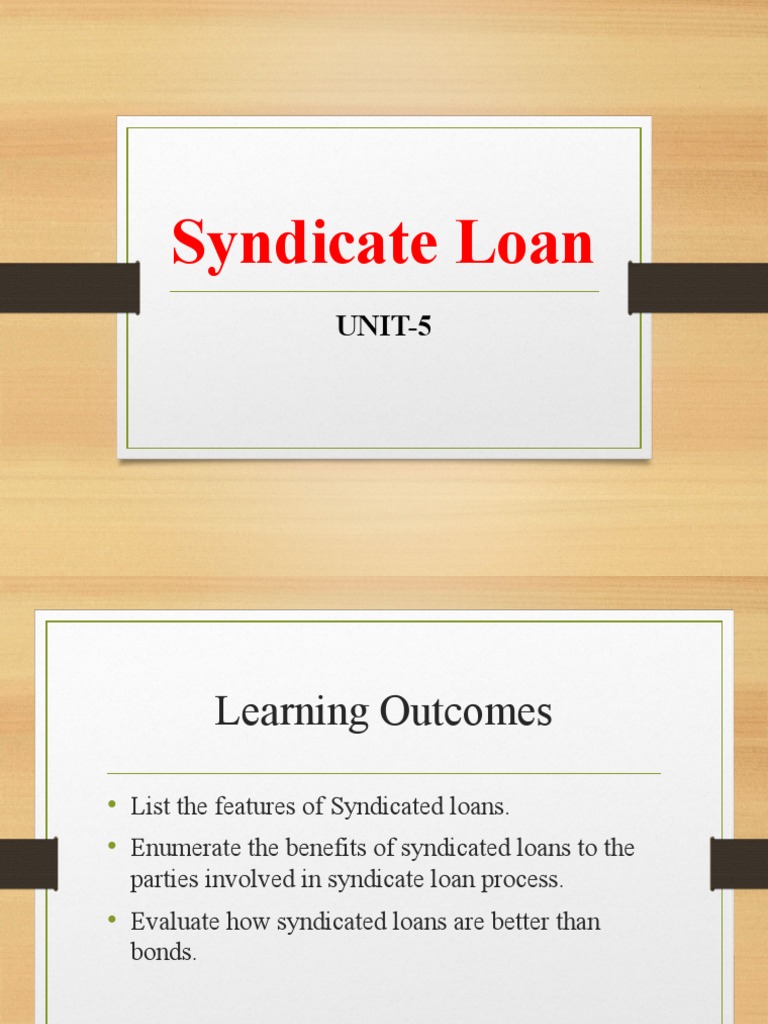 UNIT5Loan Syndication | PDF | Syndicated Loan | Underwriting