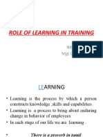 Role of Learning in Training