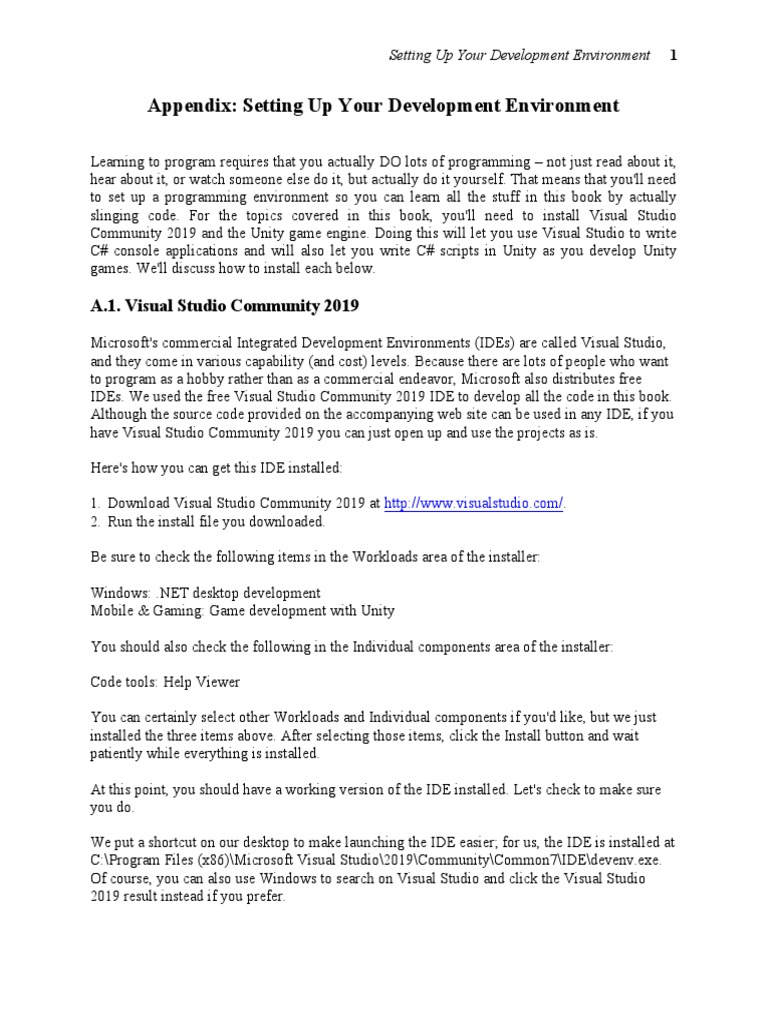 Appendix: Setting Up Your Development Environment: A.1. Visual Studio ...