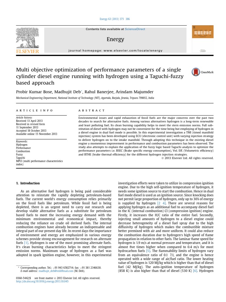 Multi Objective Optimization of Performance Parameters of A Single ...