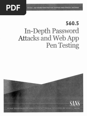 Network Penetration Testing And Ethical Hacking 560 5 Sans Institute Sans 560 5 In Depth Password Attacks And Web App Pdf Graphics Processing Unit Mac Os