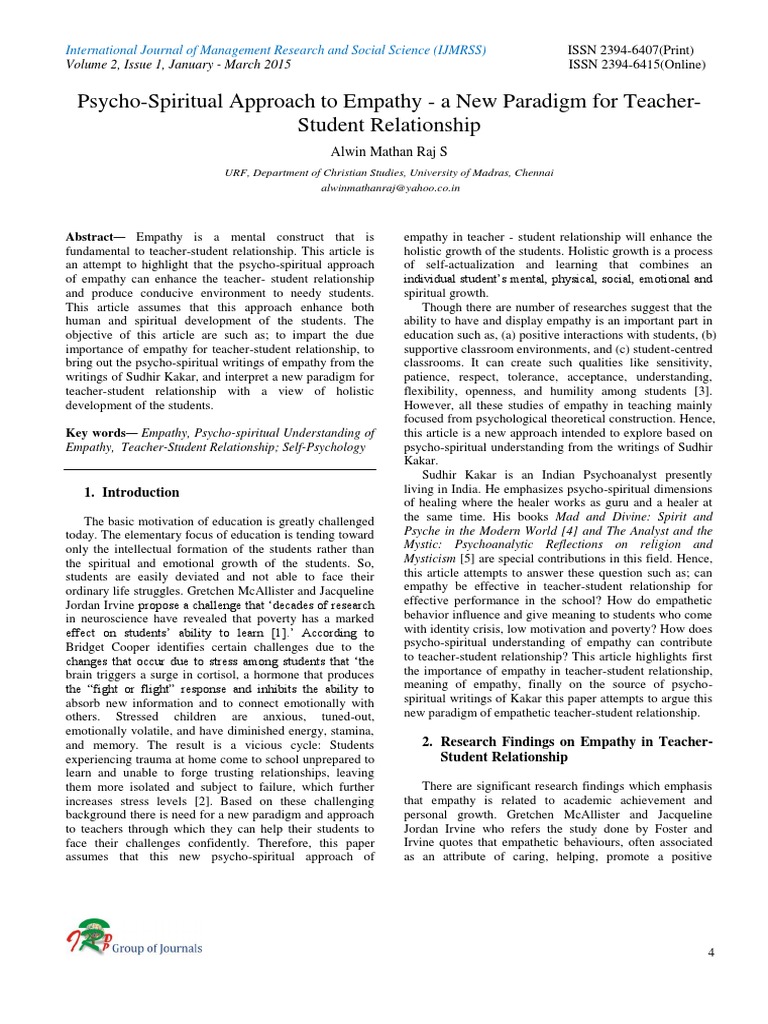 Psycho-Spiritual Empathy in Education | PDF | Empathy | Narcissism