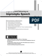 Impromptu Speech: Organizing and Delivering An