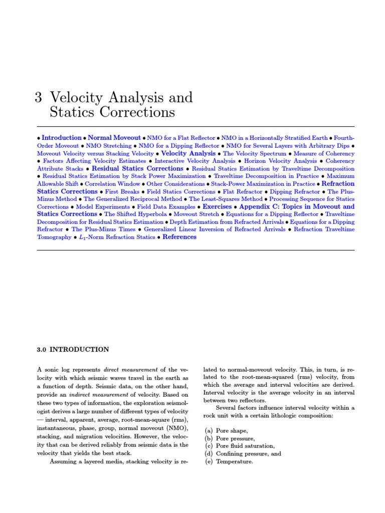 Velocity Analysis and Statics Corrections | PDF | Sampling (Signal ...