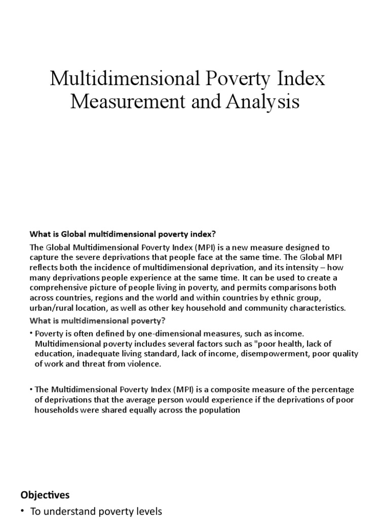 Understanding the Multidimensional Poverty Index | PDF | Standard Of ...