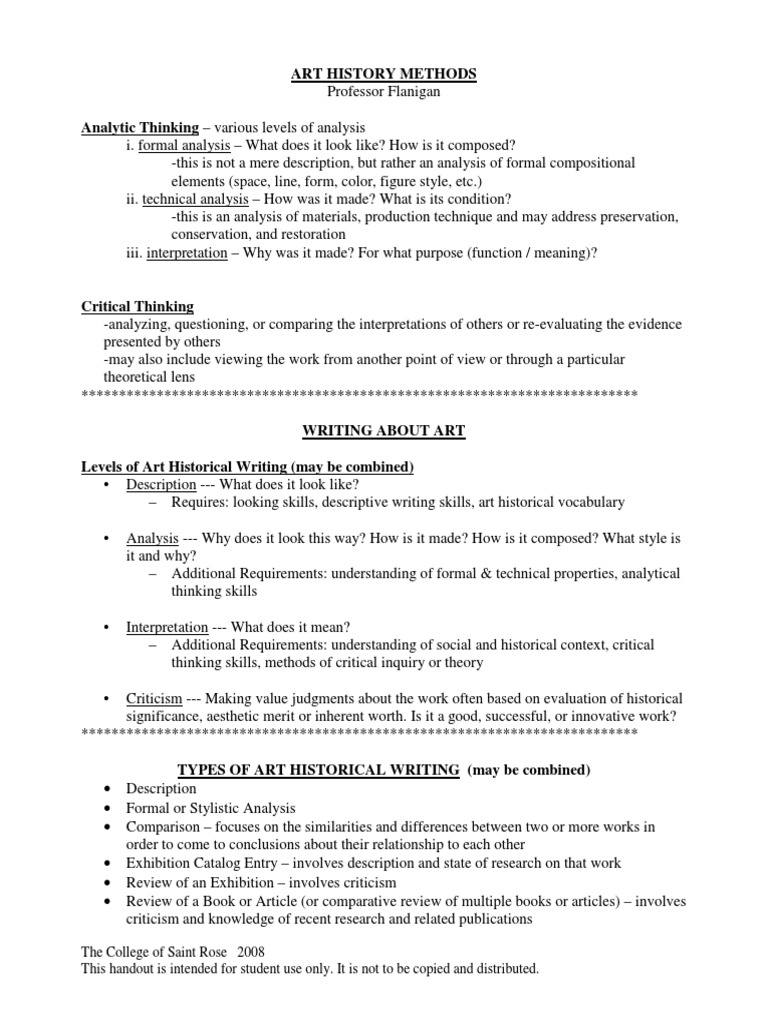 Art History Methods Analytic Thinking Various Levels of Analysis Download Free PDF Art