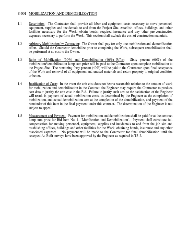 Mobilization and Dredging Guidelines | PDF | Home & Garden | Technology ...