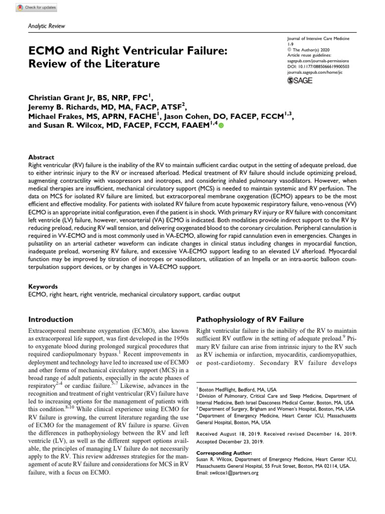 ECMO and Right Ventricular Failure | PDF | Vein | Heart