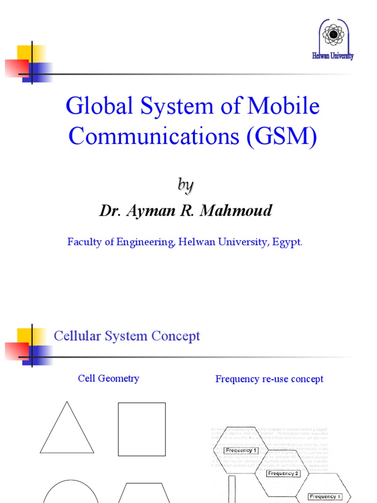Global System Of Mobile Communications Gsm Dr Ayman R Mahmoud