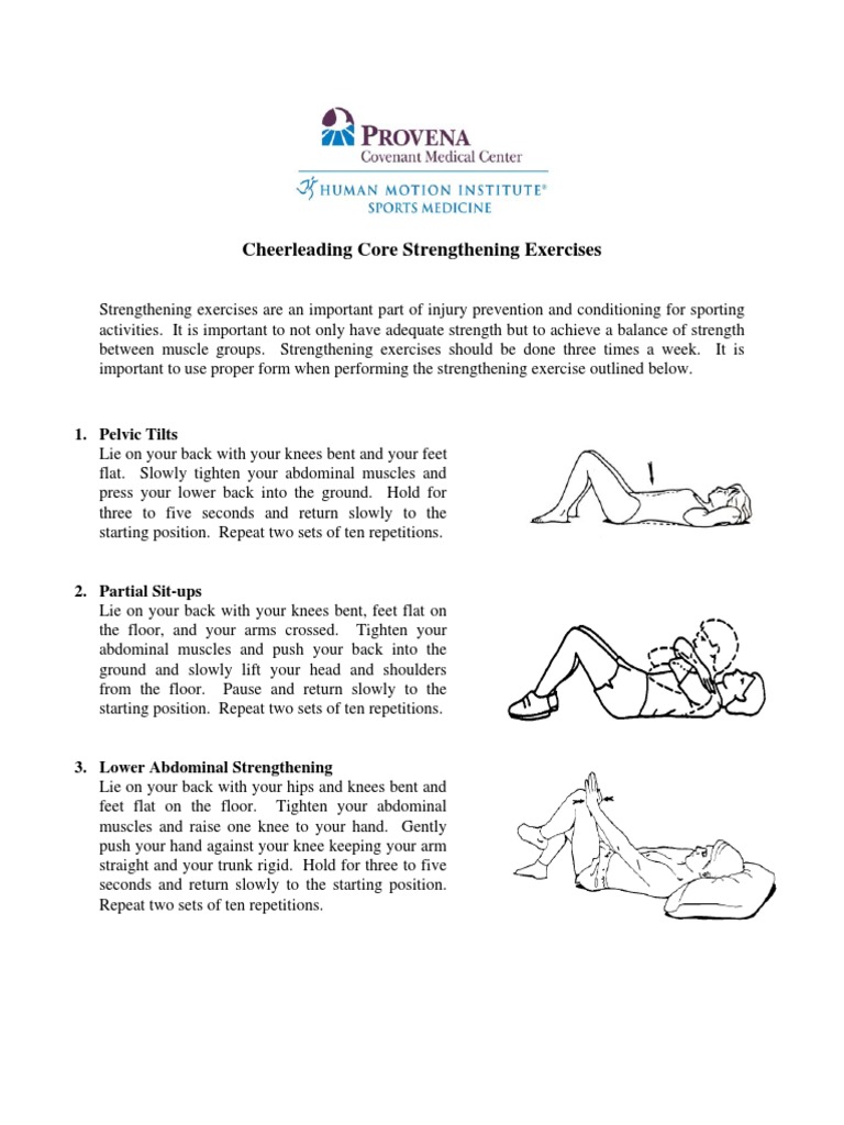 Cheerleading Core Strengthening Exercises PDF Abdomen Recreation