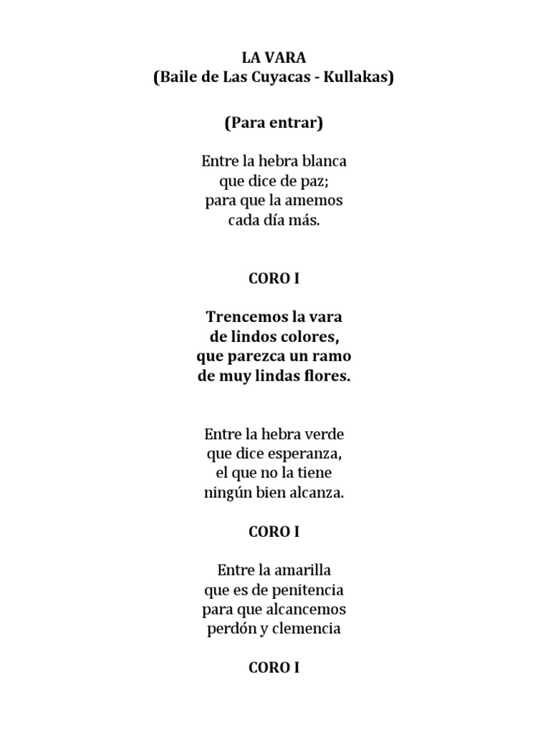 La Vara Cancion Trenzado Pdf