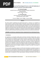 Impact of Organisational and Psychological Factors On The Job Satisfaction of Professors in Private Universities in India