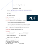 Lesson Plan in English Grade 10 - Prof Belza - Doc Version 1