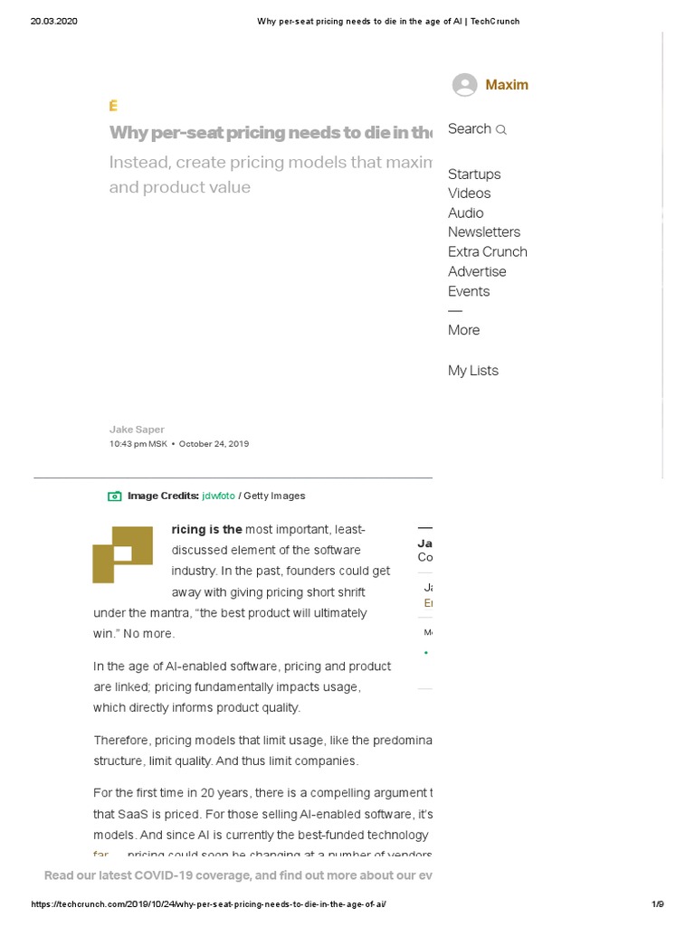 Why Per-Seat Pricing Needs To Die in The Age of AI - TechCrunch - Extra ...