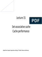 Lecture 15 Set Associative Cache Cache Performance Cache Performance