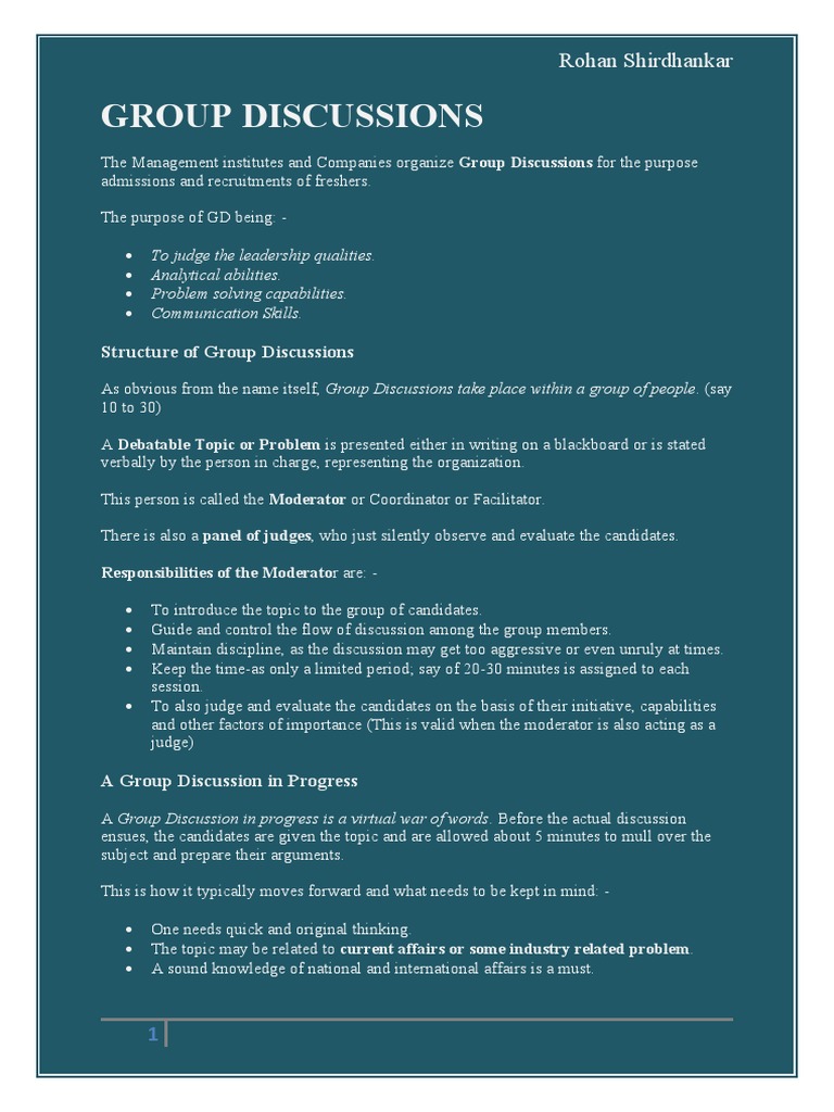 Group Discussions | PDF | Human Nature | Psychology
