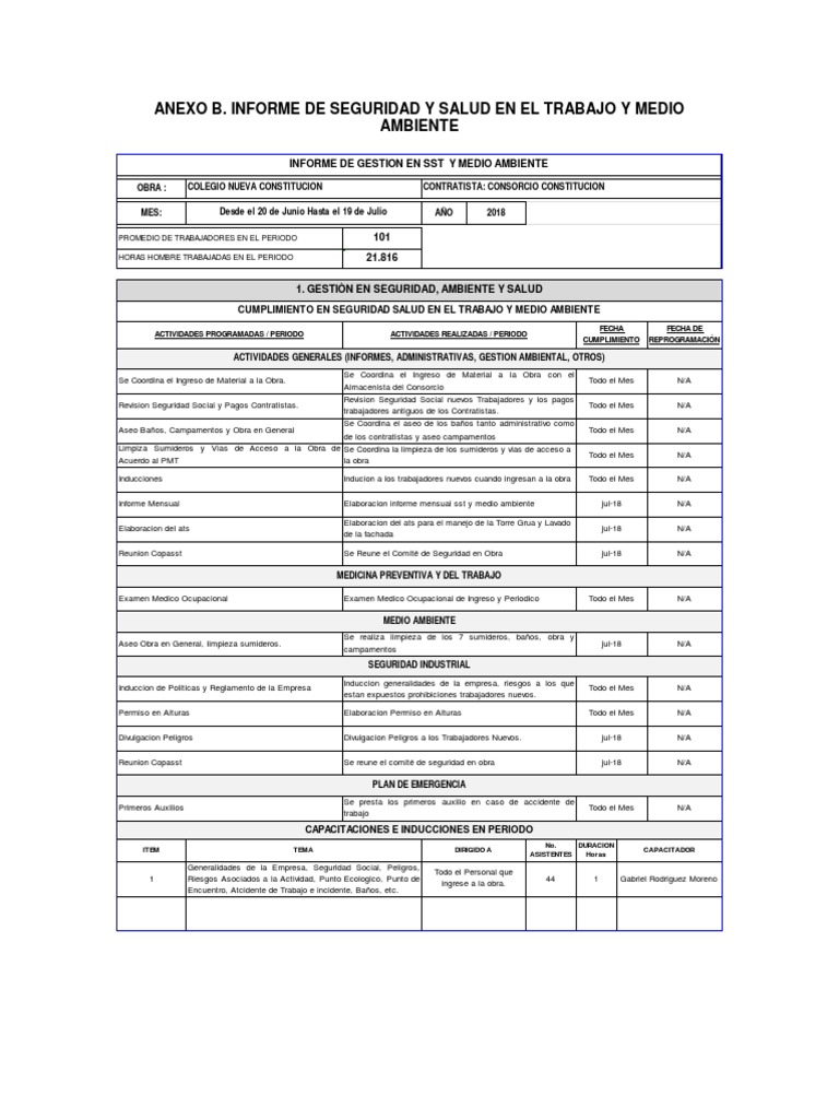 Informe Mensual SST No.19 | PDF | Salud y bienestar | Medicina