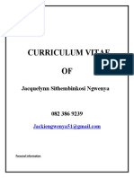 Curriculum Vitae OF: Jacquelynn Sithembinkosi Ngwenya